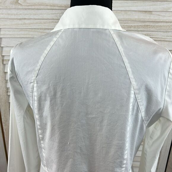 Lafayette 148 White Stretch Fit and Flare Shirt Blouse 8 - Picture 7 of 10